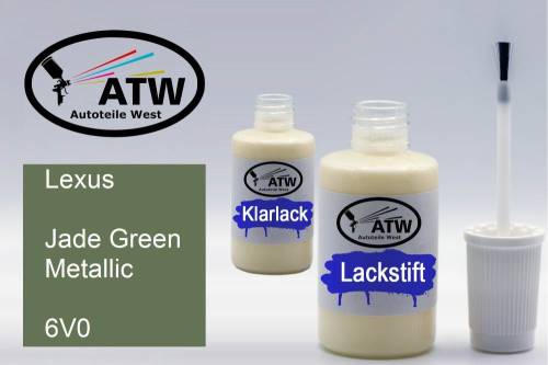 Lexus, Jade Green Metallic, 6V0: 20ml Lackstift + 20ml Klarlack - Set, von ATW Autoteile West.